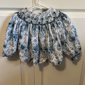 Elegant Blue Floral Kids Blouse
